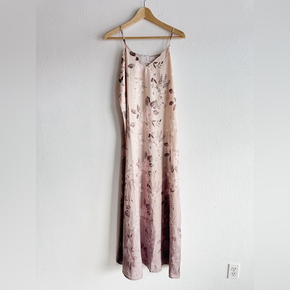Dresses & Skirts - NWT Floral Ombre Slip‎ Dress Pink Purple Satin Dress Floral Pattern